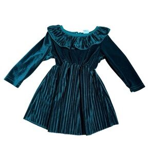 SHEIN Green Holiday Christmas Dress Velour Long Sleeve Baby Girl 9-12M